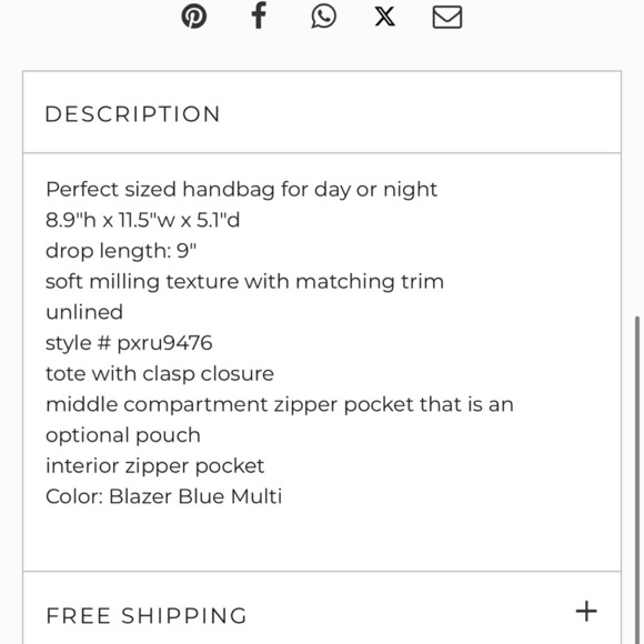 Kate Spade Navy Blue Tote Bag with Floral Pouch - Picture 4 of 4